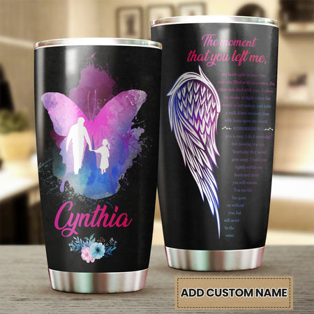 Camellia Personalized Butterfly Daddy And Daughter Stainless Steel Tumbler - Double-Walled Insulation Vacumm Flask - For Thanksgiving, Memorial Day, Christians, Christmas Gift