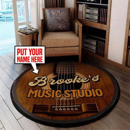 Personalized Music Studio Living Room Round Mat Circle Rug 06081
