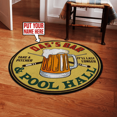 Personalized Dad's Bar Pool Hall Living Room Round Mat Circle Rug 06184