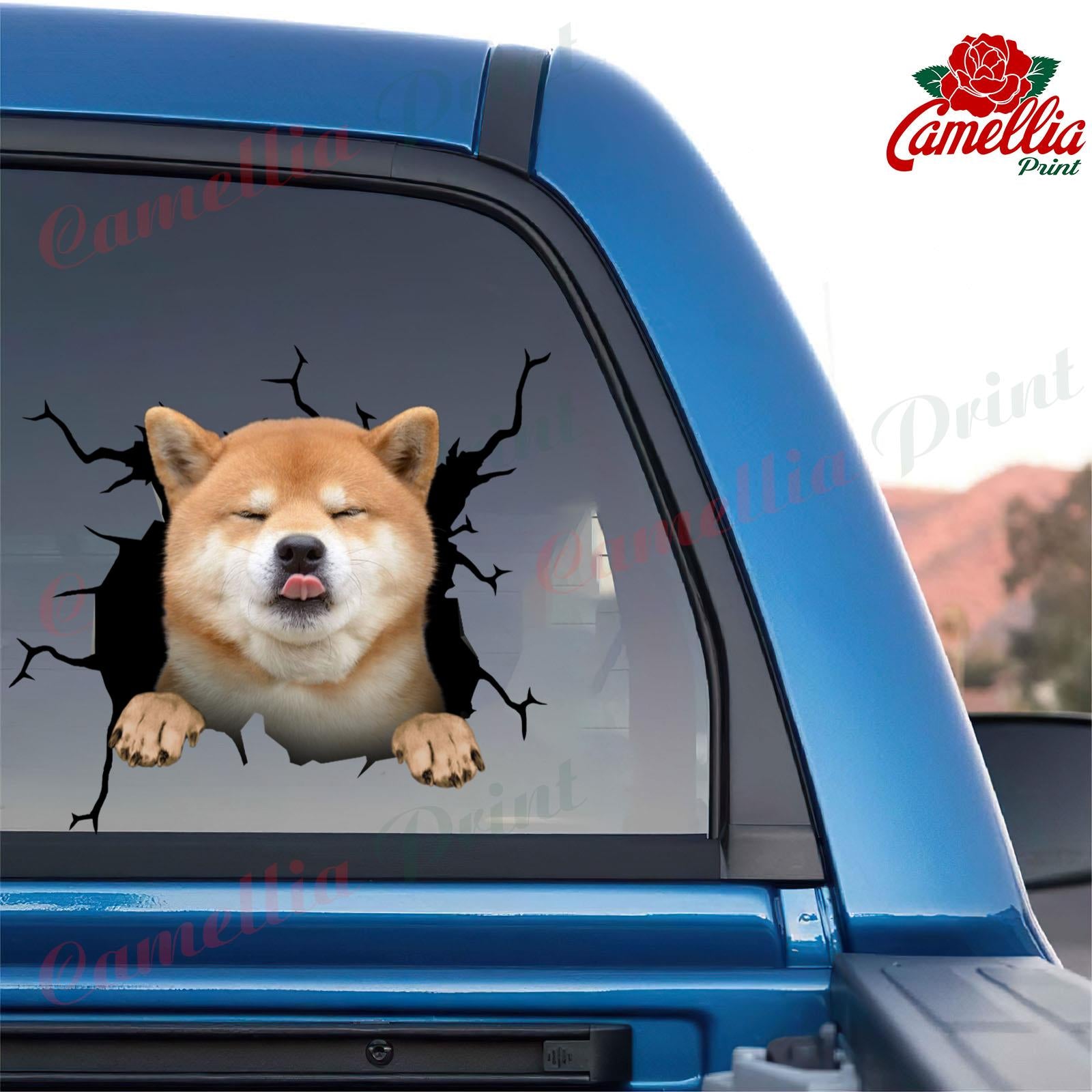 shiba inu crack car sticker dogs lover – Camellia Print