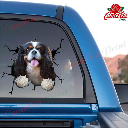 Cavalier King Charles Spaniel Crack Sticker For Car Window Hot Logo Stickers 21st Birthday Gifts