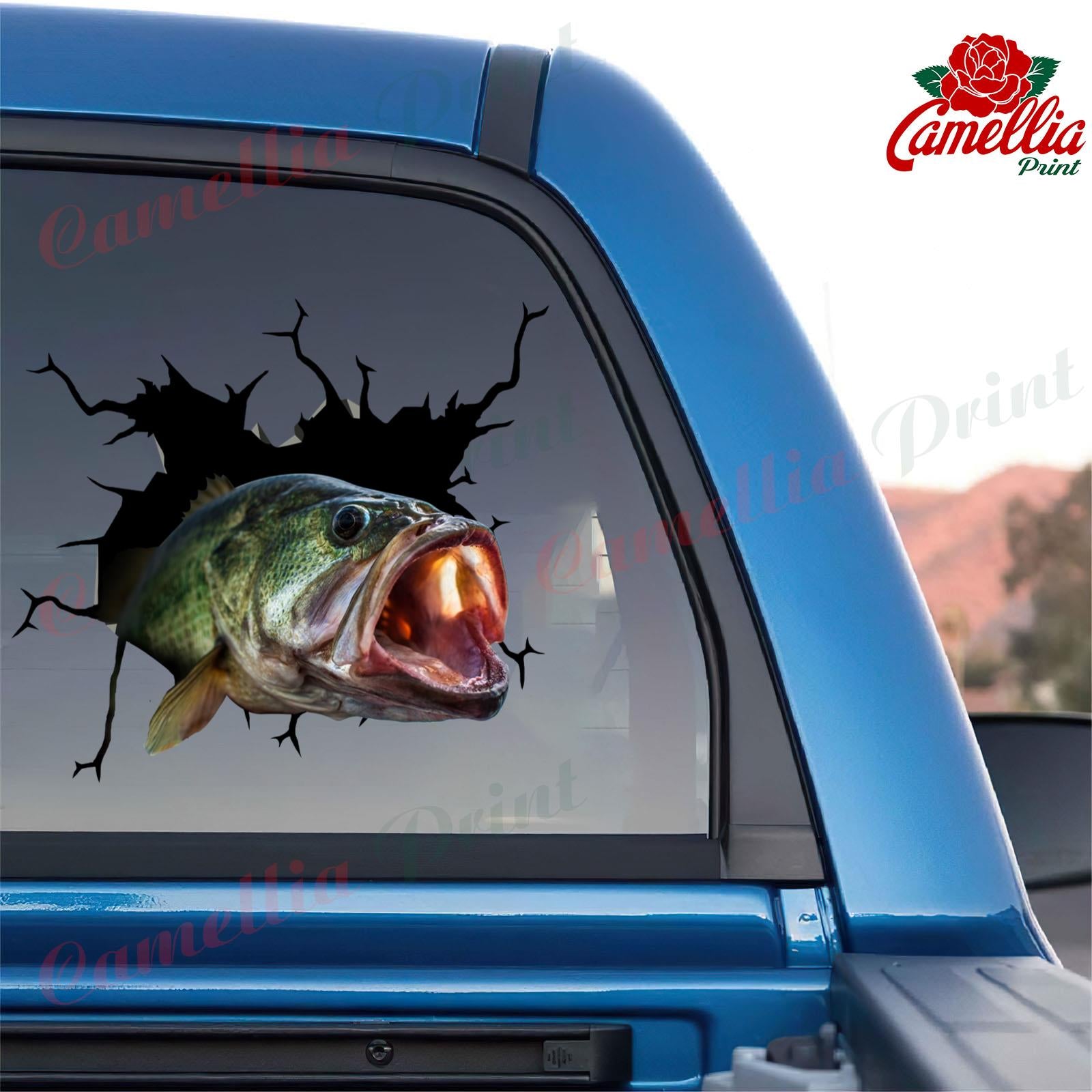 bass fishing sticker lover – Camellia Print