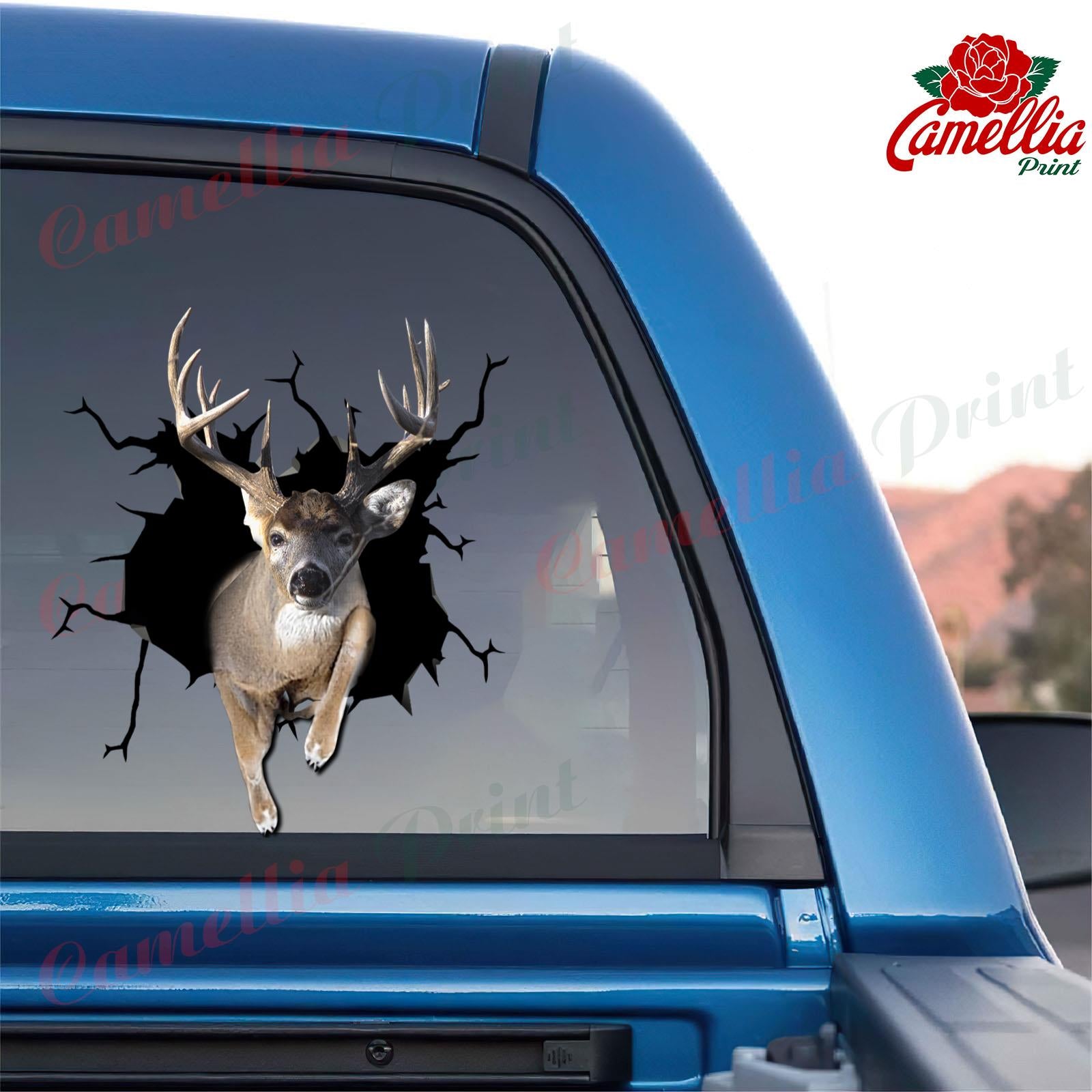 deer crack car sticker hunting lover – Camellia Print