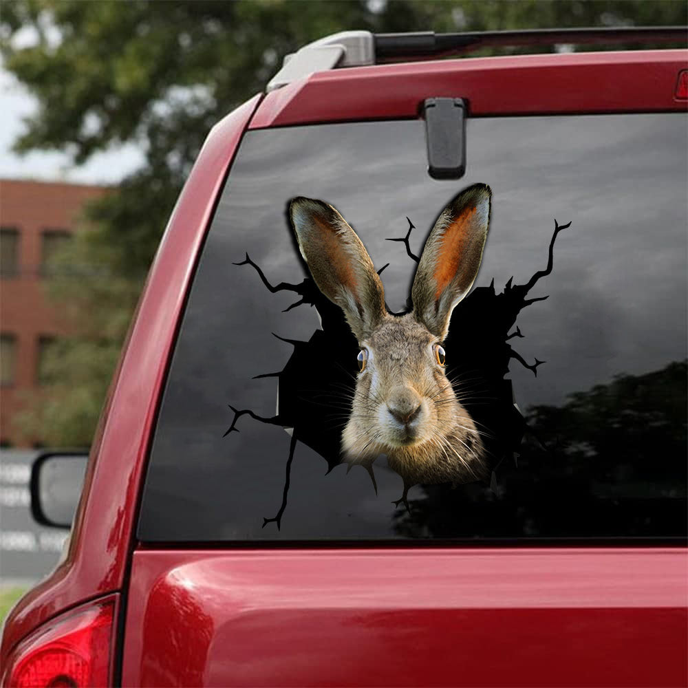 hare crack car sticker hunting lover – Camellia Print