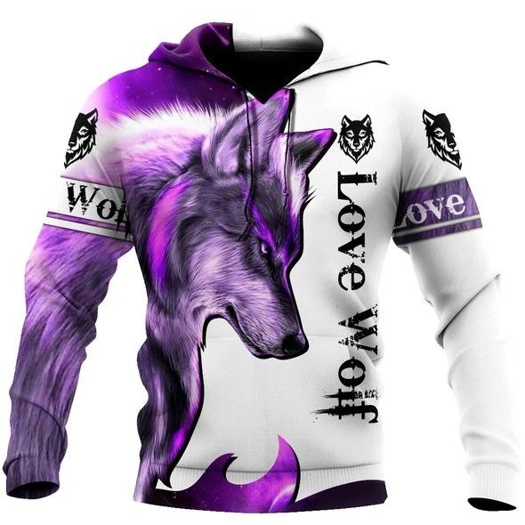 Purple Wolf 3D All Over Printed Hoodie Shirt by SUN QB05 Camellia Print