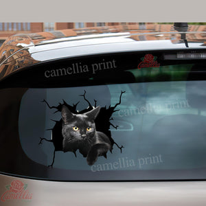 Black Cat Crack Sticker Car Window Happy Anime Car Decals Good Fathers Day Gifts