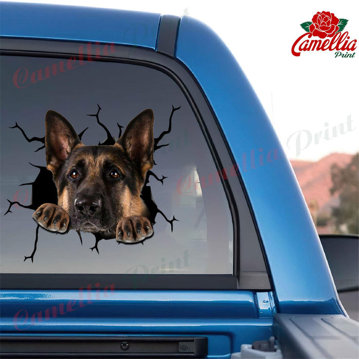 German Shepherd Crack Sticker Cute Funny Gifs Custom Sticker Sheets Christmas Gifts For Girlfriend