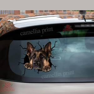 German Shepherd Crack Sticker Cute Funny Gifs Custom Sticker Sheets Christmas Gifts For Girlfriend