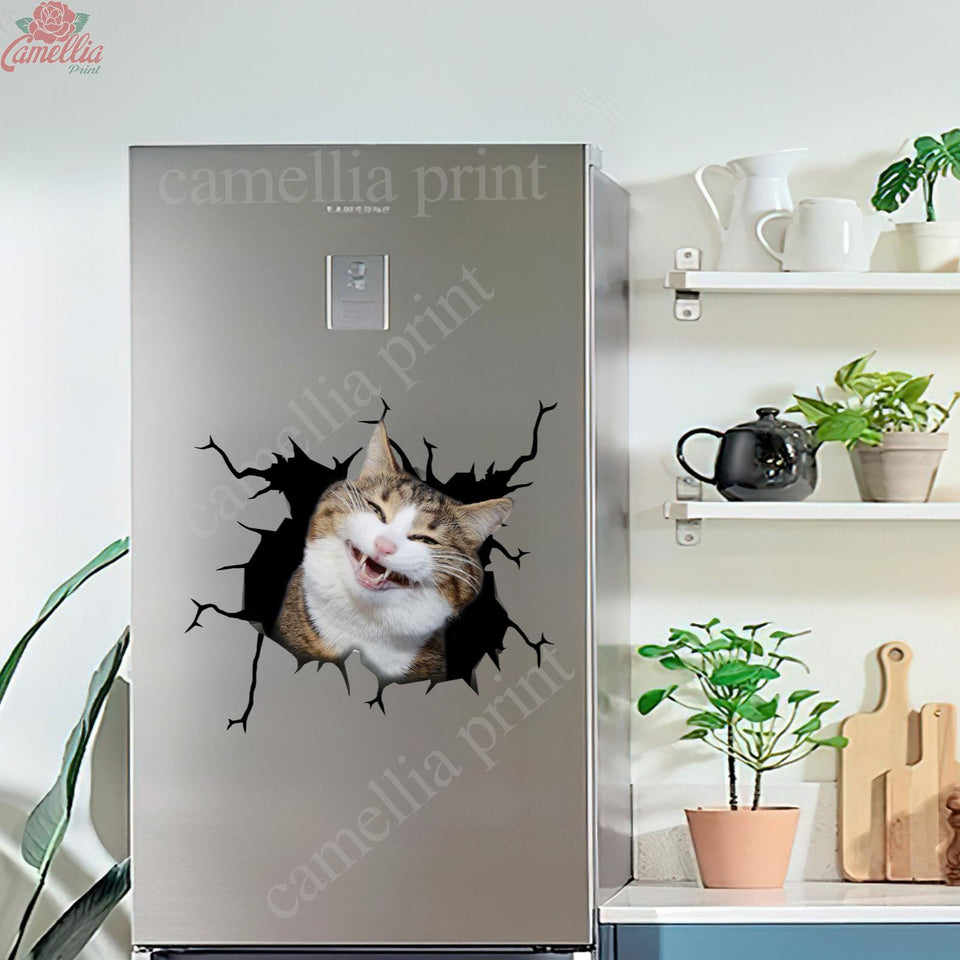 Funny Cats Crack Sticker Custom Happy Laptop Stickers Get Well Soon Gifts