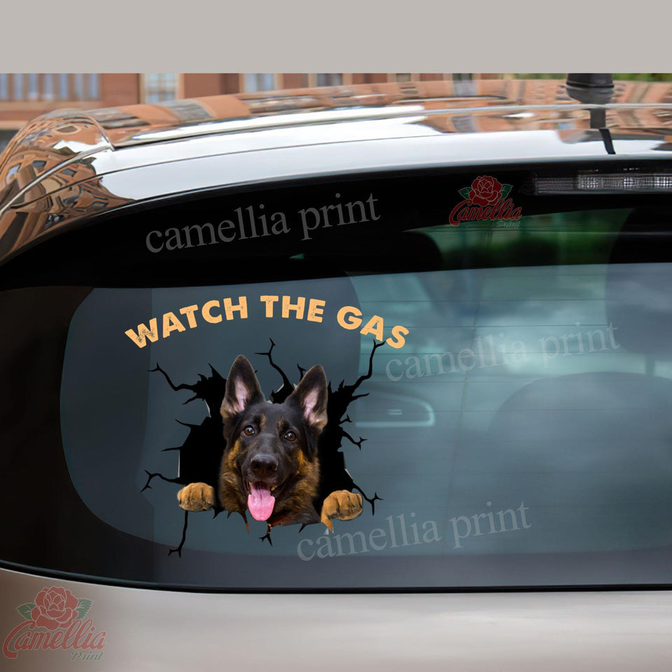 German Shepherd Watch The Gas Crack Sticker Design Fun Dot Stickers Secret Santa Gift Ideas