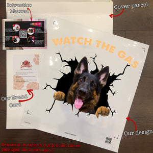 German Shepherd Watch The Gas Crack Sticker Design Fun Dot Stickers Secret Santa Gift Ideas