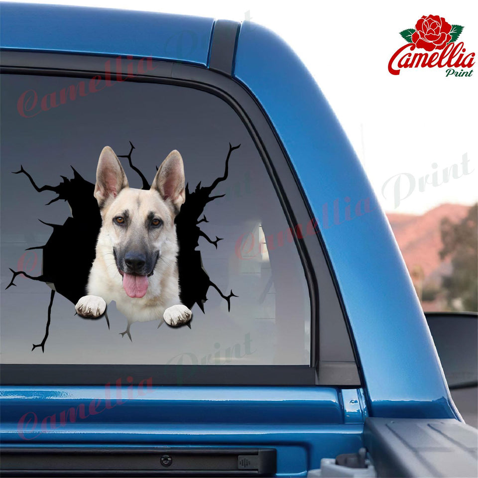 German Shepherd Crack Car Decal Custom Fun Custom Decals Gifts For Parents