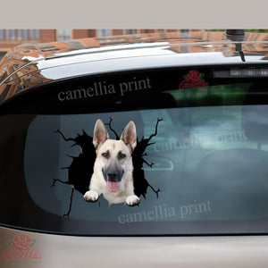 German Shepherd Crack Car Decal Custom Fun Custom Decals Gifts For Parents