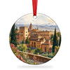 Ceramic Alhambra Christmas ornament displayed against a clean white background with hanging ribbon.