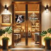 Eye-catching American Bulldog transparent decal stuck firmly on an office glass door.