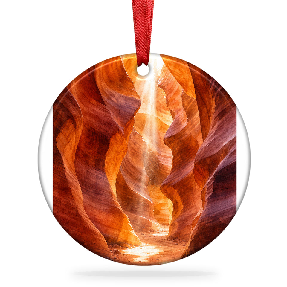 Antelope Canyon ceramic ornament pictured centered against a clean white background.