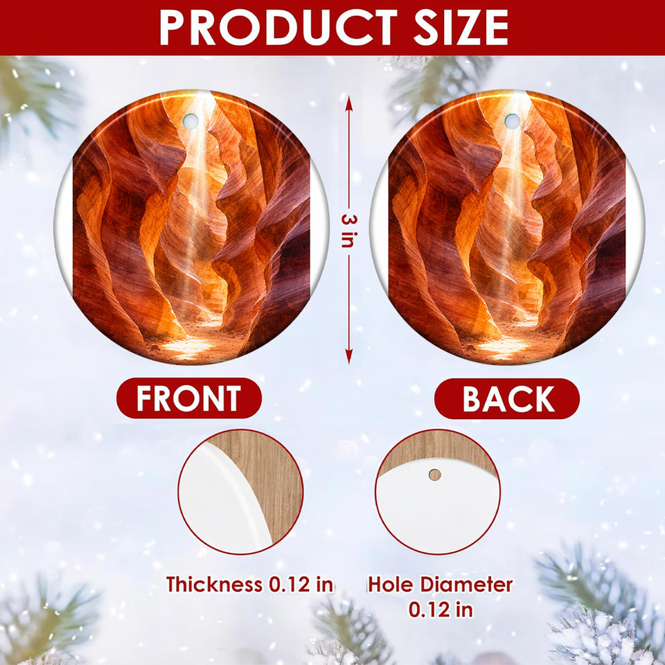Product size chart displaying the three-inch round dimensions and double-sided print design.