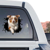 Glossy Aussie Dog graphic sticker applied to the rear window of a truck.