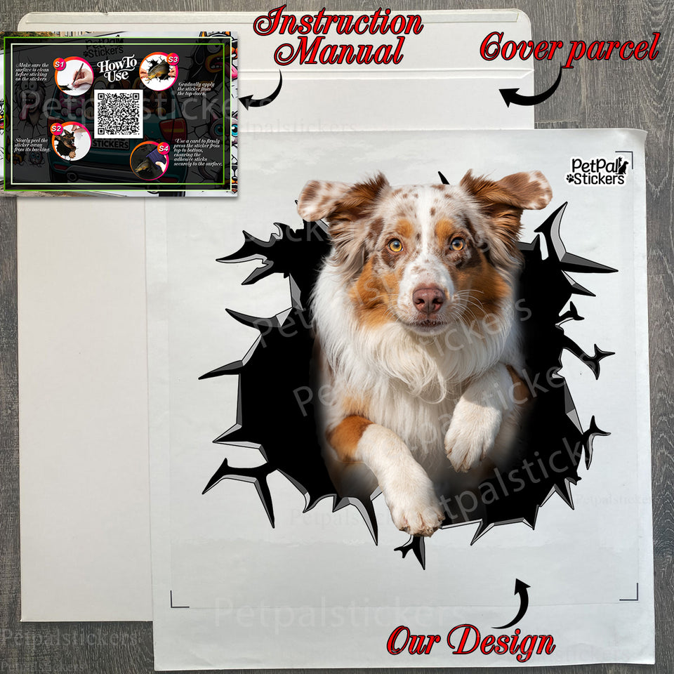 Carefully packed Aussie Dog vinyl decal product inside its protective package.