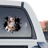 Eye-catching Aussie dog graphic sticker applied to the rear window of a truck for outdoor style.