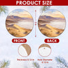 Product size chart displaying the 3-inch round diameter and double-sided print of the ceramic ornament.