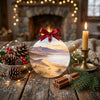 National park holiday keepsake displayed on a rustic table with winter pinecones and a warm candle.