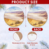 Product size chart diagram displaying three-inch dimensions and double-sided desert artwork.