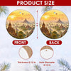Product size chart diagram displaying the three-inch round ceramic dimensions and double-sided print.
