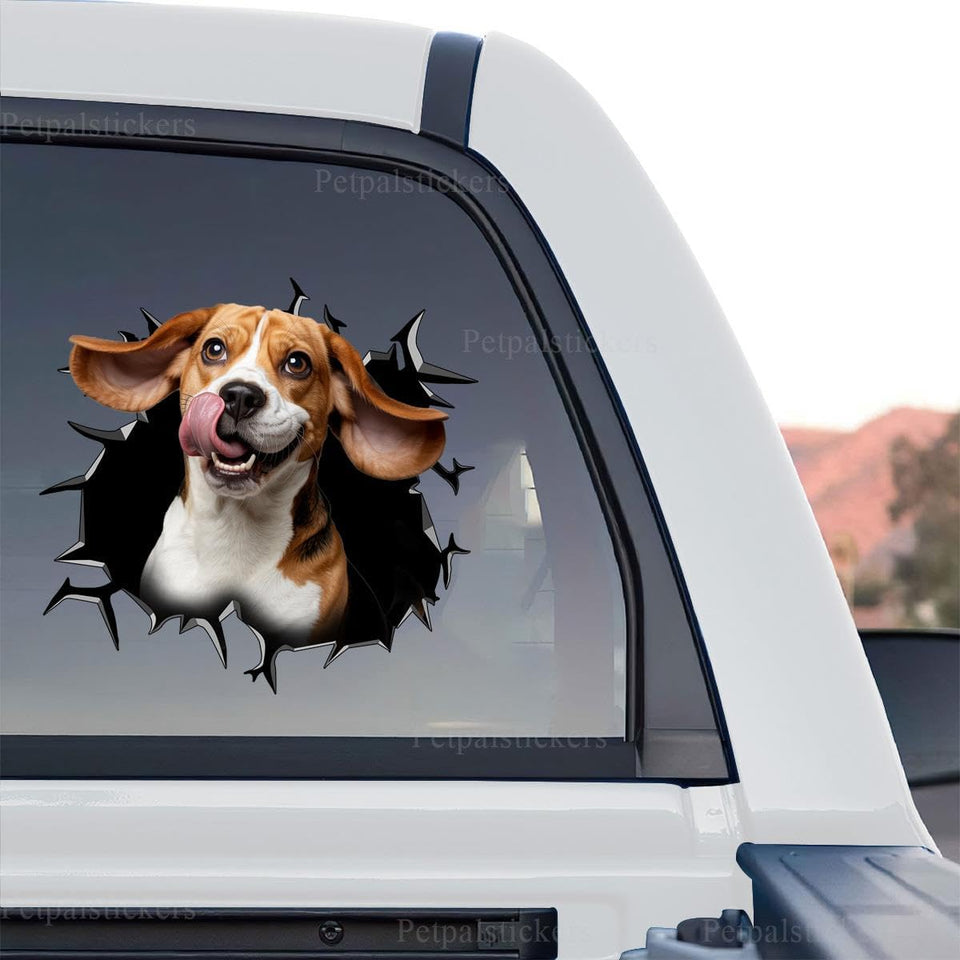 Clear graphic decal featuring a charming Beagle tongue out standalone product design.