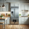 Decorative Black Cat sticker brightening up a white stainless steel kitchen refrigerator.