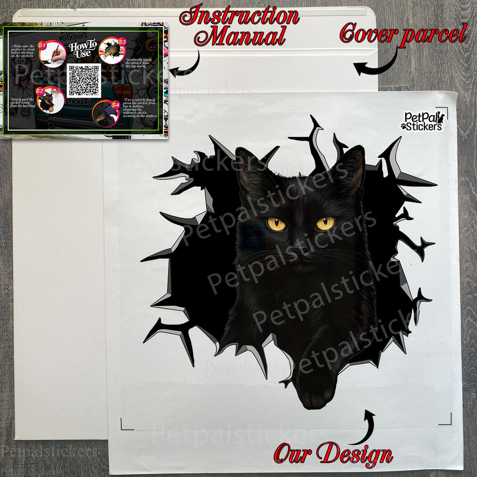 Carefully packaged Black Cat decal with application instructions inside the package.