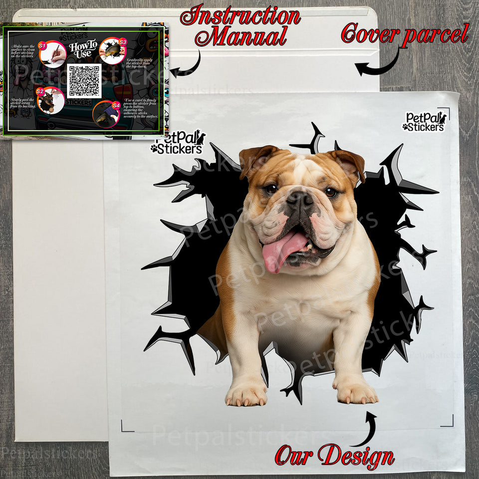 Neatly packed Black English Bulldog decal package ready for safe shipping with clear instructions.