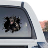 High-durability dog sticker applied onto the rear window of a truck for outdoor styling.