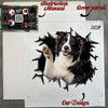 Unboxed Border Collie decal sheet displayed next to protective shipping package materials.