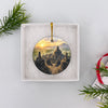 Sunrise stupa artwork decoration presented nestled inside an open white gift box ready for gifting.