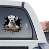 Glossy Boxer Dog decal positioned cleanly on the back window of a truck for outdoor style.