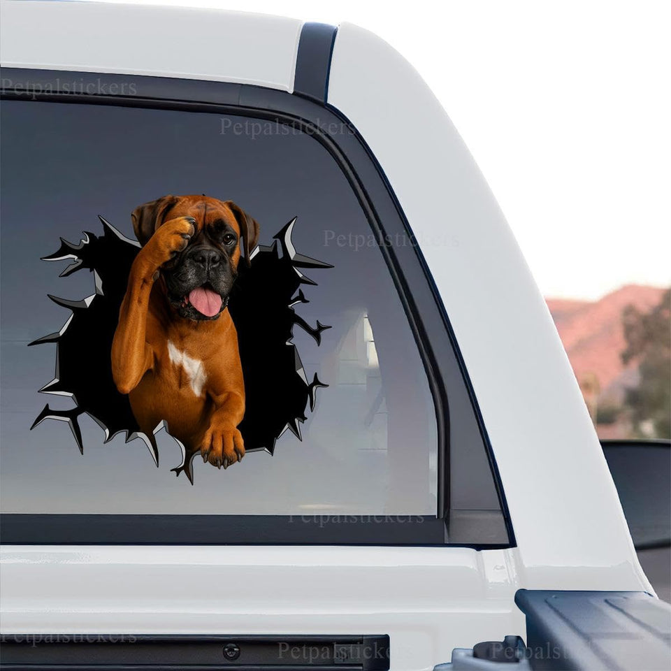 Vibrant Boxer dog decal artwork shown as a standalone product design on transparent film.