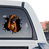 Weatherproof clear vinyl Boxer decal applied to the rear window of a truck.