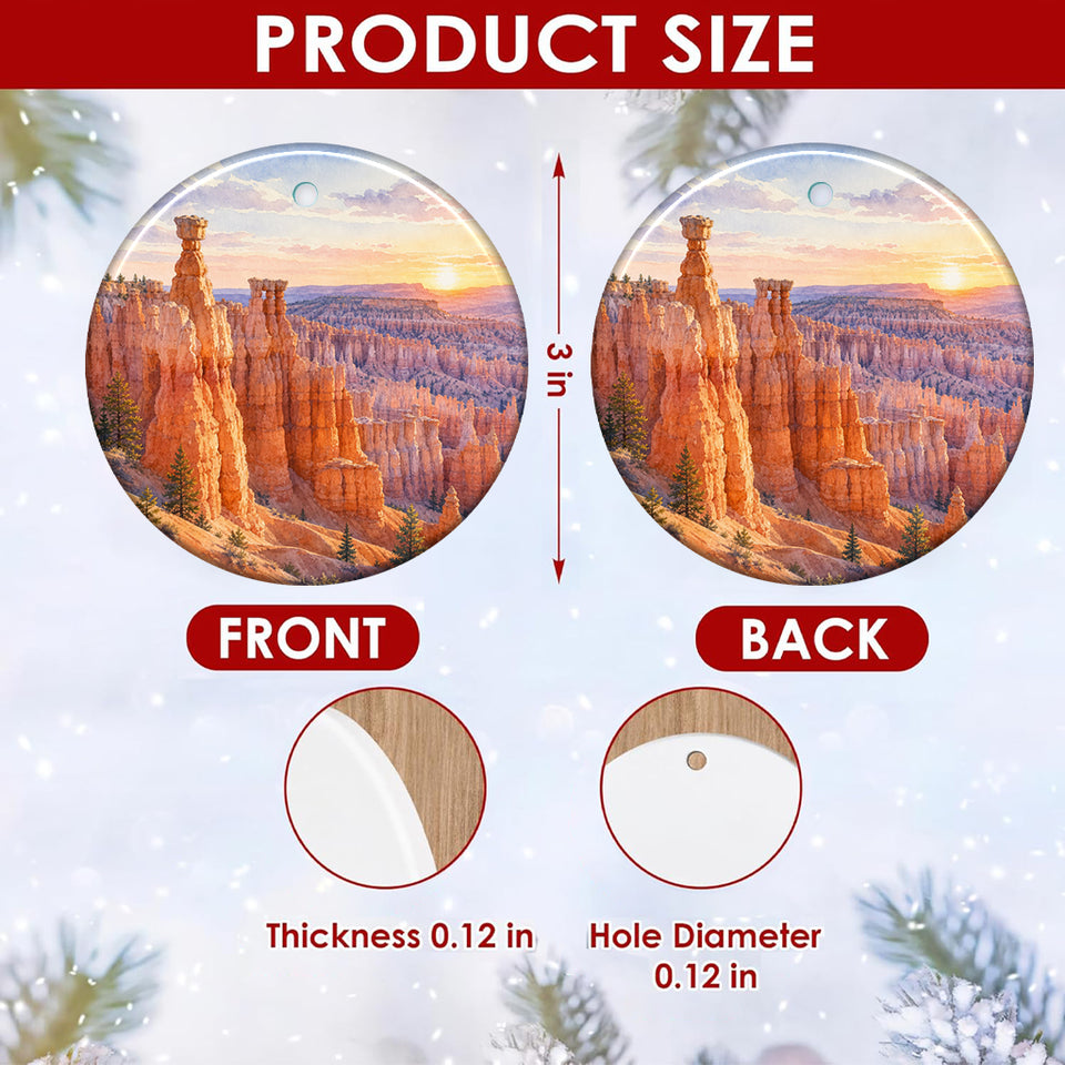 Product size chart displaying the 3-inch round ceramic dimensions and double-sided print