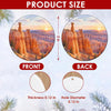 Product size chart displaying the 3-inch round ceramic dimensions and double-sided print