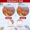 Product size chart diagram displaying the three-inch round dimensions and double-sided print.