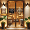 Majestic Cane Corso graphic sticker showcased on the glass pane of an entrance door.