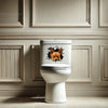 Playful Chihuahua dog decal displayed neatly on a clean white toilet lid.
