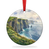 Cliffs of Moher ceramic ornament displayed on a clean white background with hanging ribbon.