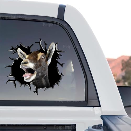 Cute goat graphic car sticker featured in a standalone product design format