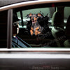 Vibrant Dachshund cracked glass decal displayed cleanly across a vehicle car door.