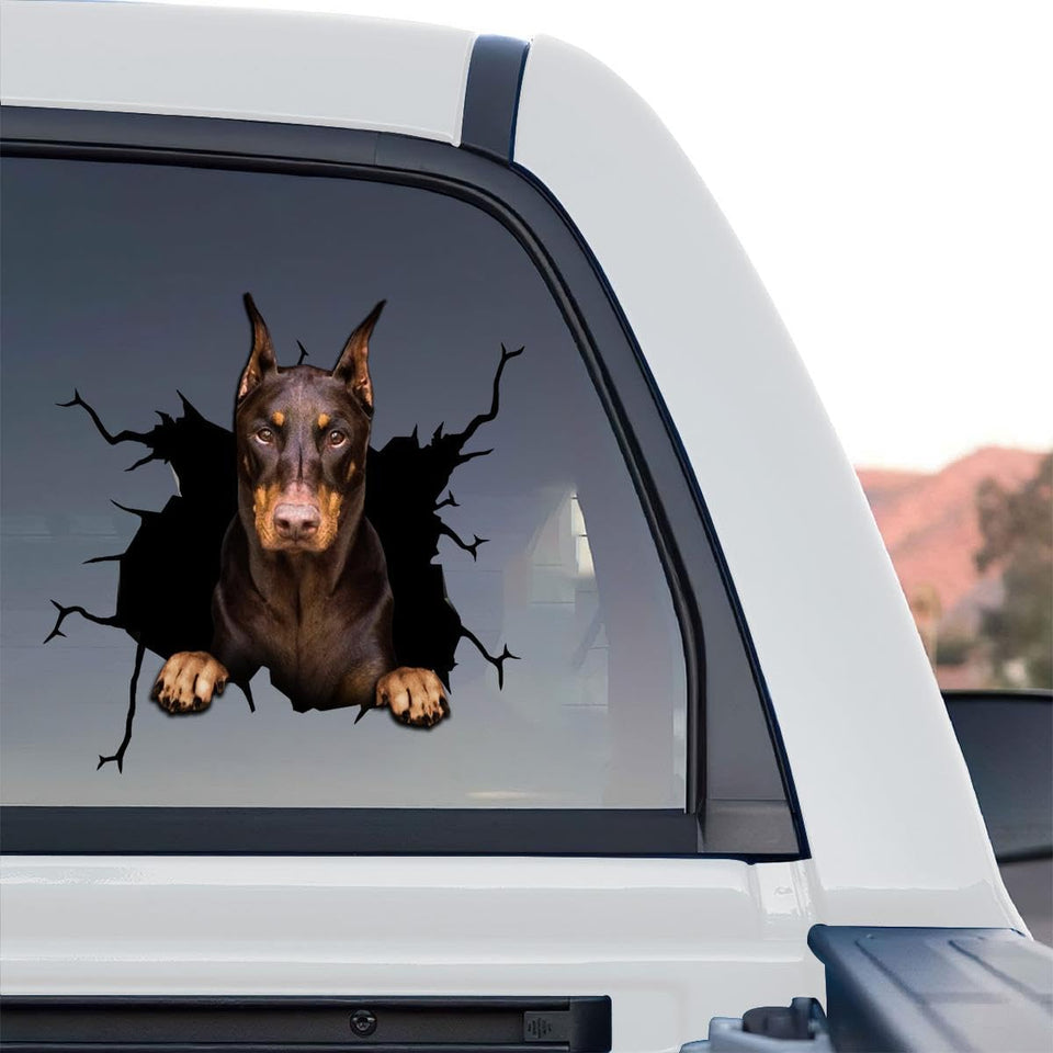 Clear graphic artwork featuring a Doberman in a standalone product design format.