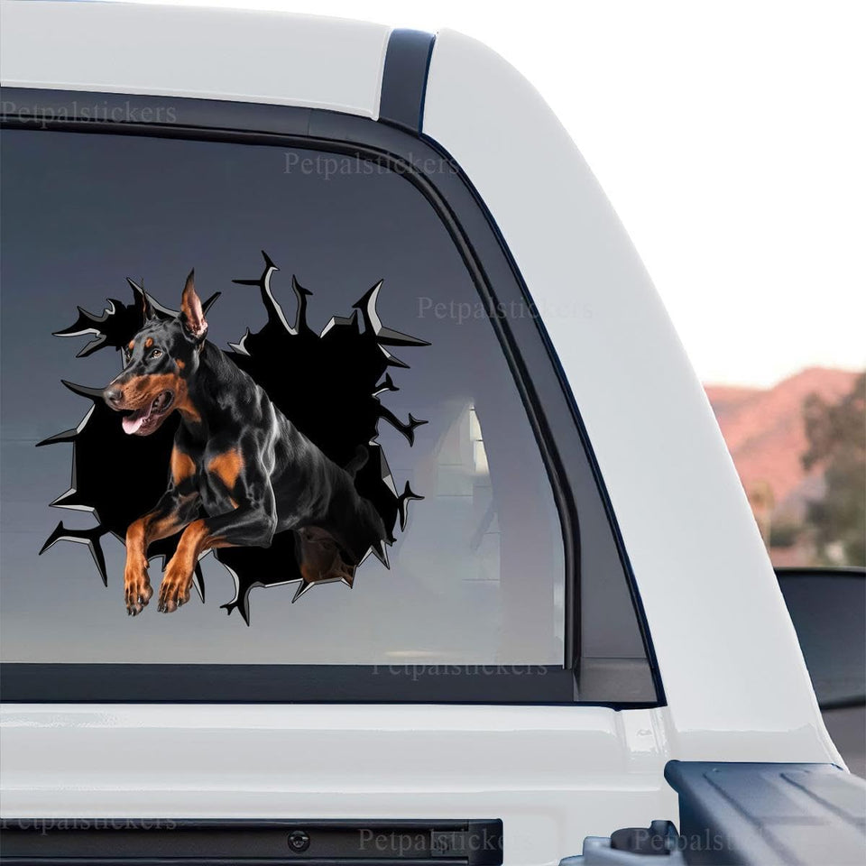 Doberman Pinscher graphic decal shown on a standalone product design preview.