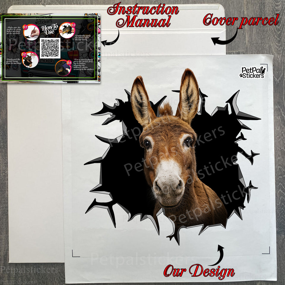 Secure package envelope holding the Donkey vinyl sticker with application instructions.