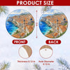 Detailed size chart illustrating the 3-inch round diameter and double-sided ceramic artwork layout.